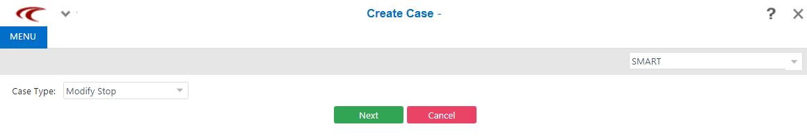 Create Case screen
