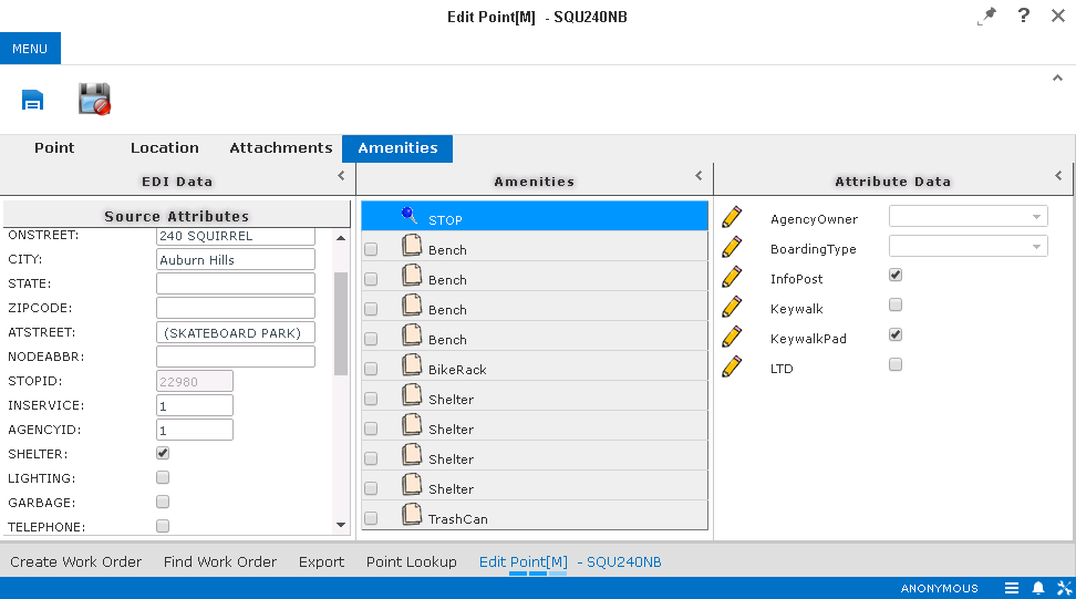 Source Attributes pane in the Amenities tab