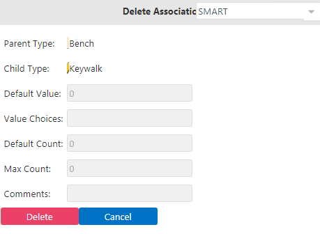 Delete Association pane