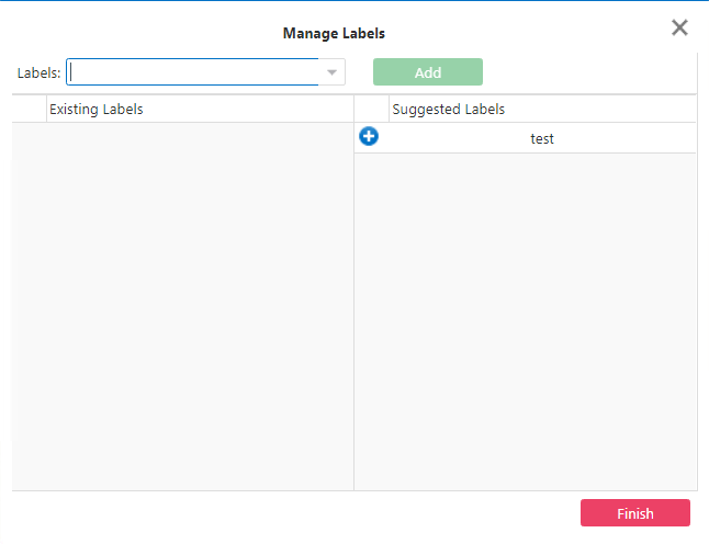 Manage Labels dialog box