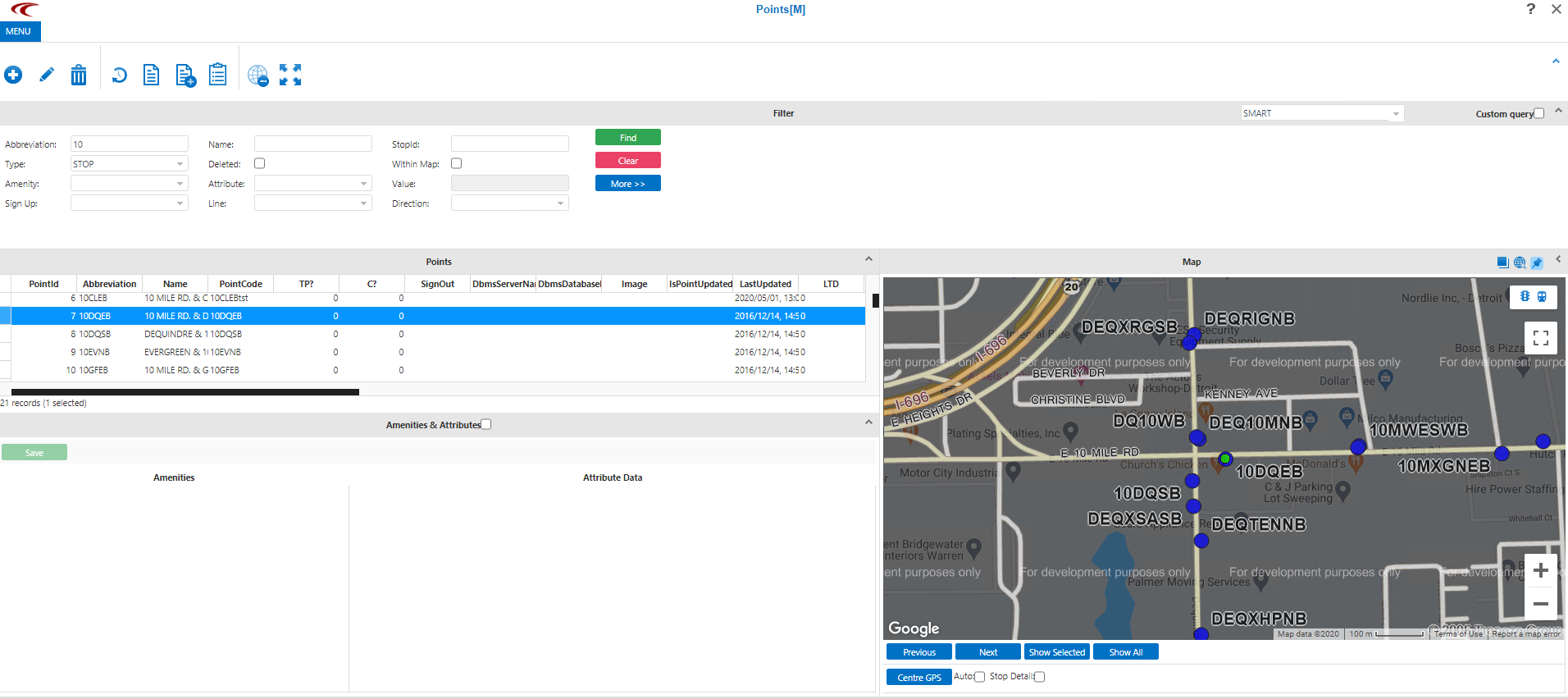 Points screen showing the map