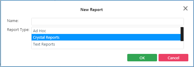New Report dialog box