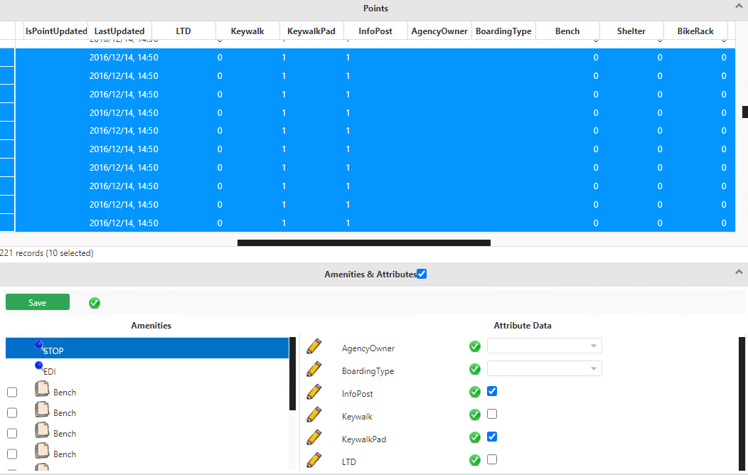 Points and Amenities & Attributes pane