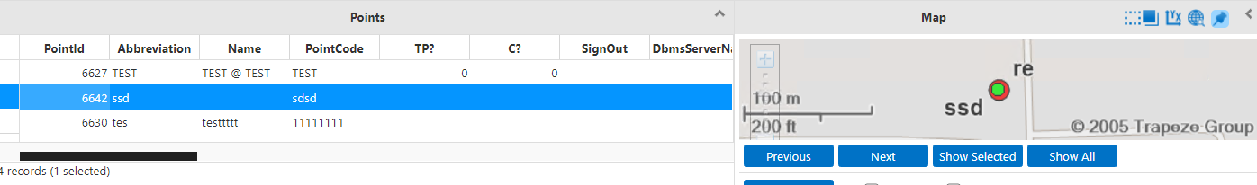 Sample deleted bus stop record shown on map