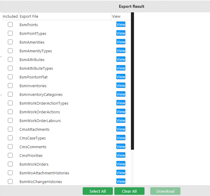 Sample export results