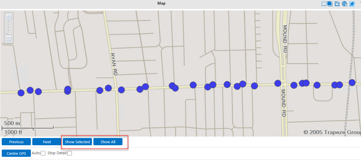 Previous, Next, Show Selected, and Show All options