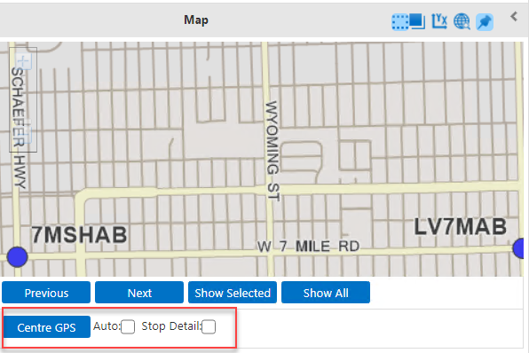 Center GPS field and Auto and Stop Detail check boxes
