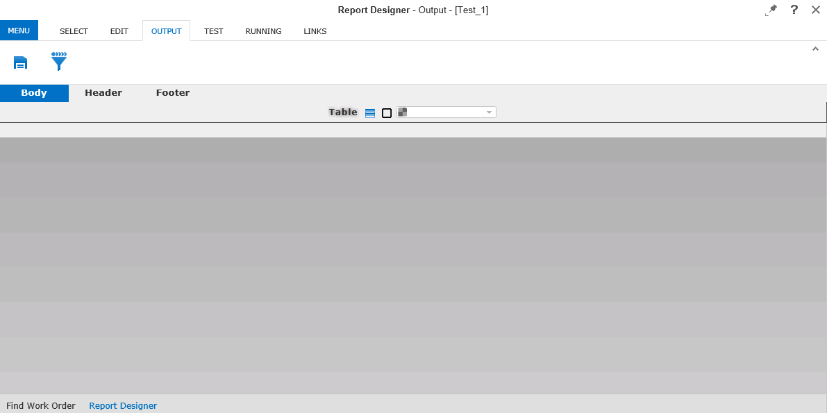 Output Layout screen