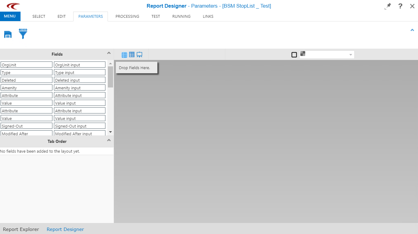Parameters tab layout options