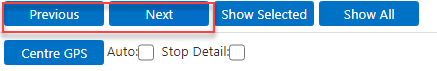 Previous, Next, Show Selected, and Show All options