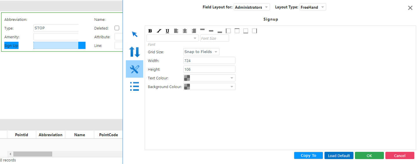 Sample View Properties window