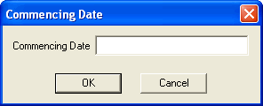 Commencing Date dialog