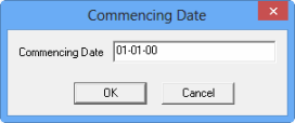 Commencing Date dialog