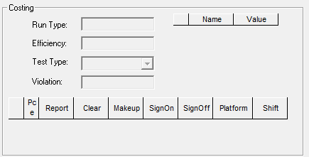 Costing frame in Manual Runcutting dialog