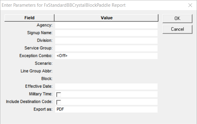 BlockBuster Block Paddle parameters