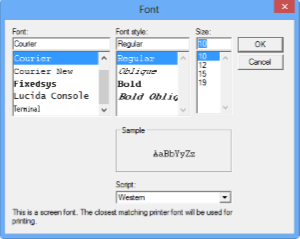Font dialog