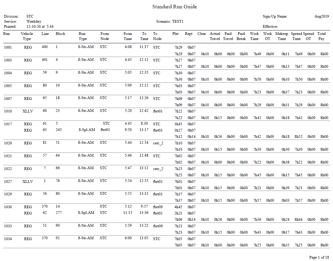 Run Guide with sample data