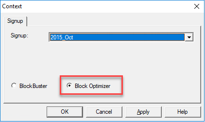 Context dialog of the Run Types ancillary data