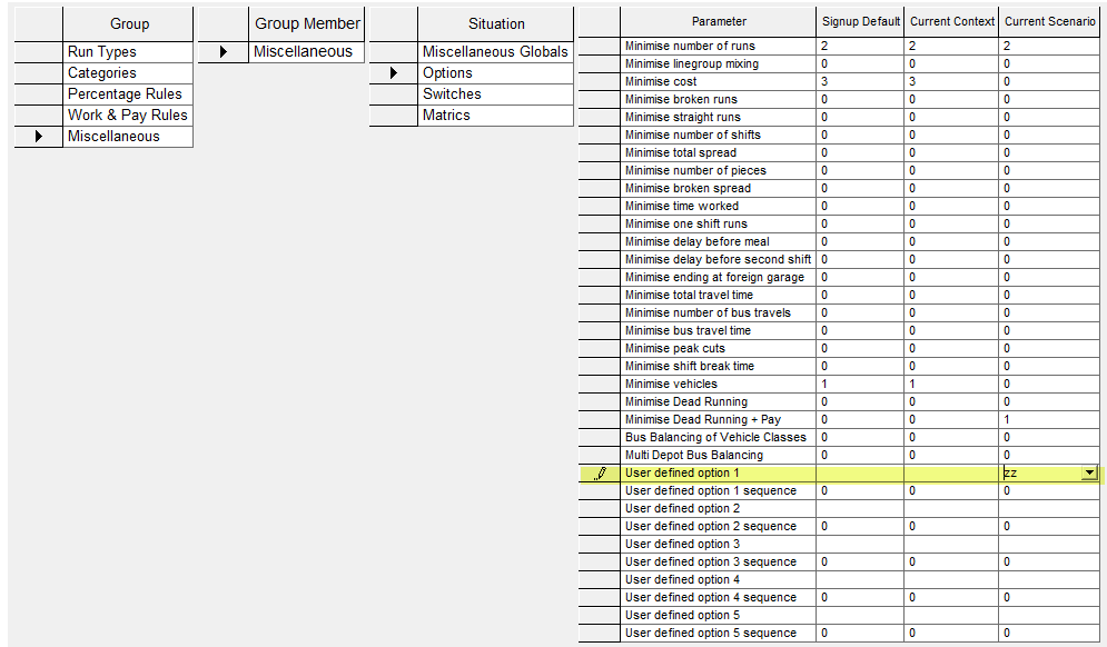 Sample soft constraint shown as user-defined option.