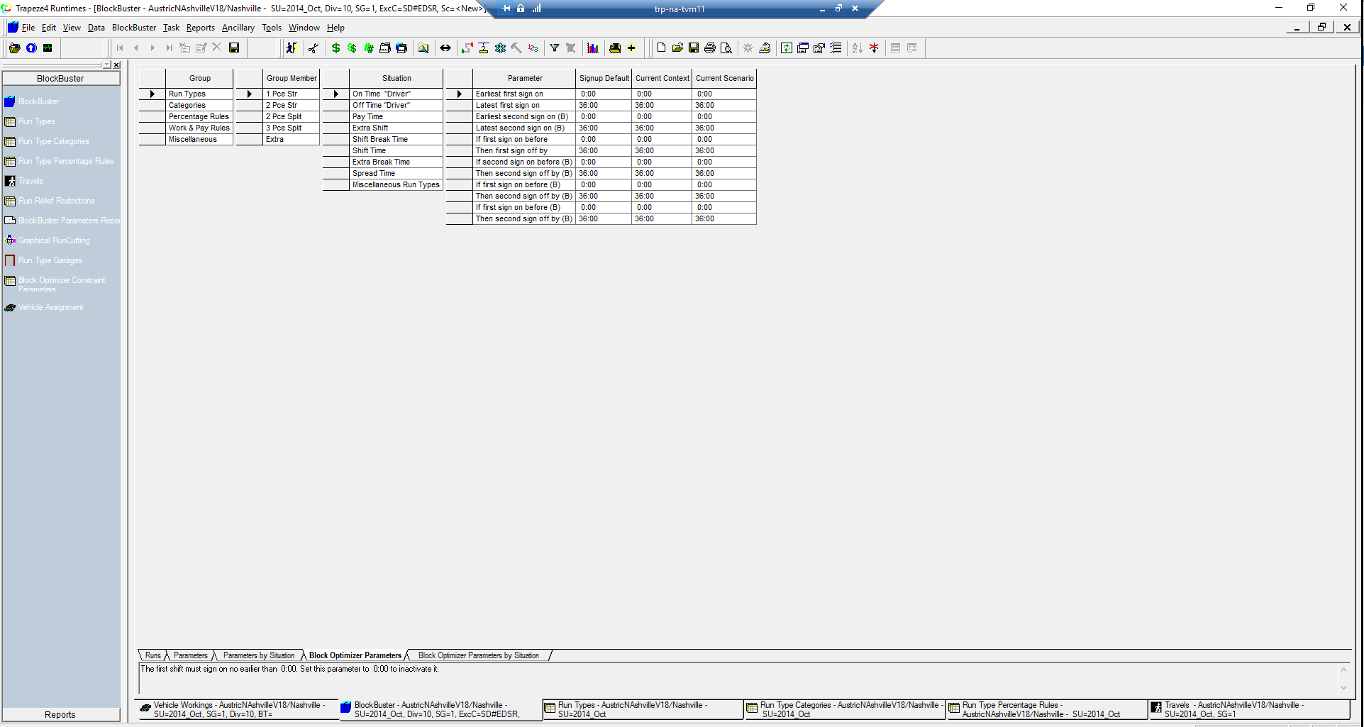 Block Optimizer Parameters tab shown with BlockBuster parameter tabs