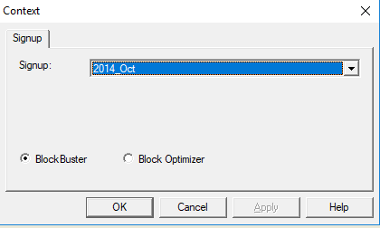Context dialog with Block Optimizer and Blockbuster options