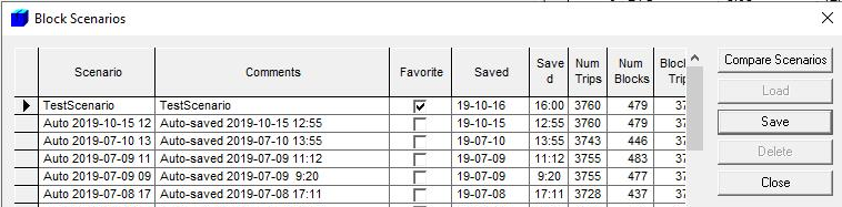 Sample block scenario marked as favorite