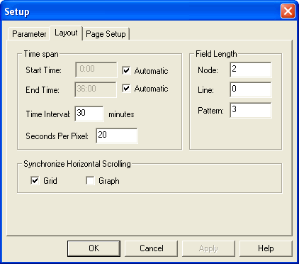 Layout tab of Setup dialog