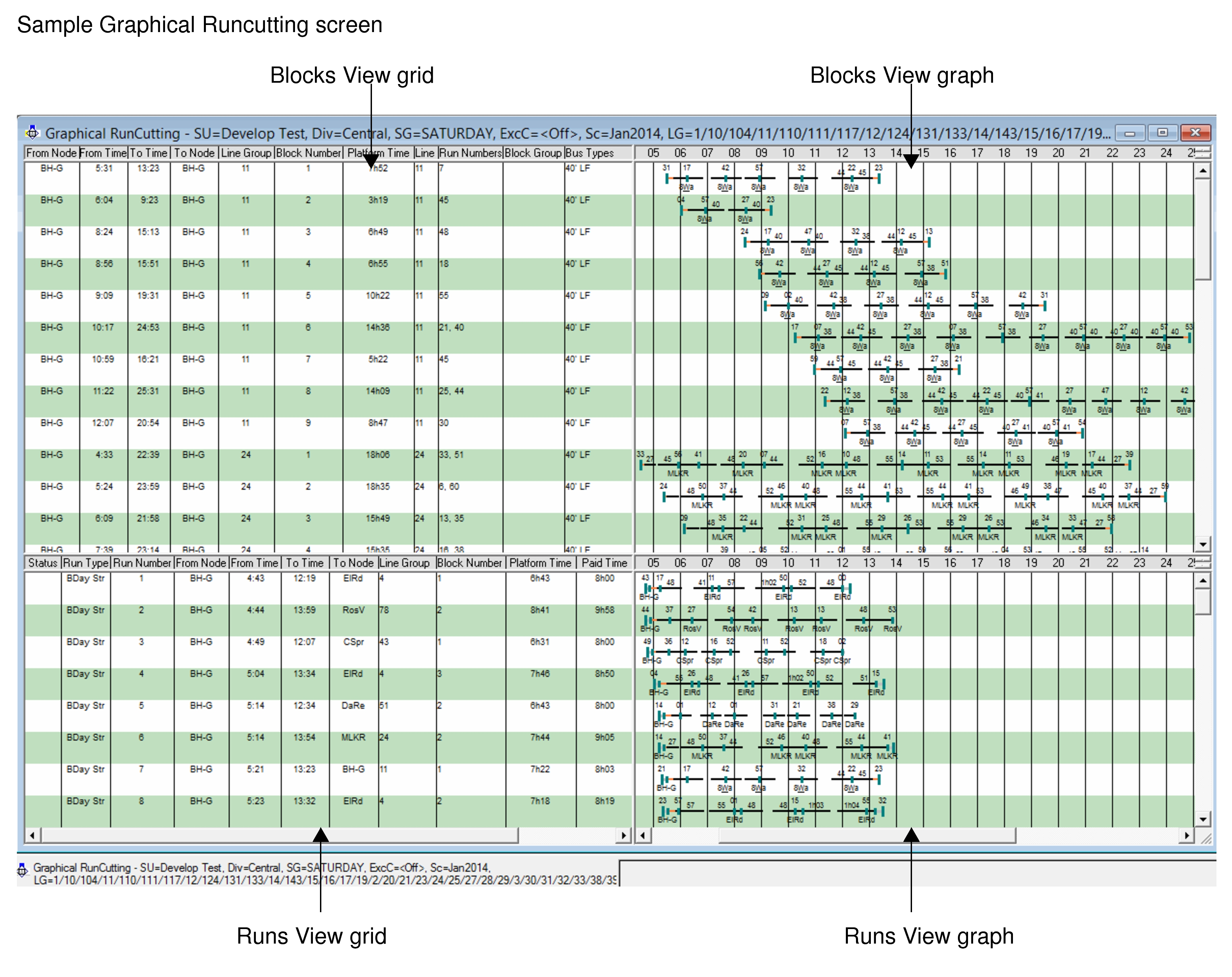 Graphical Runcutting screen