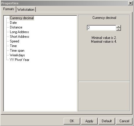 Properties dialog with Formats tab open