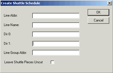 Create Shuttle Schedule dialog