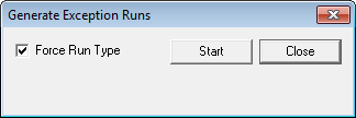Generate Exception runs dialog