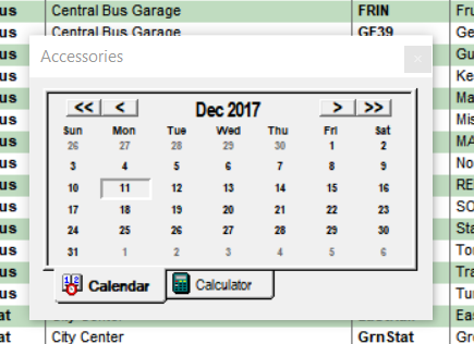 Sample calendar shown floating above the grid.