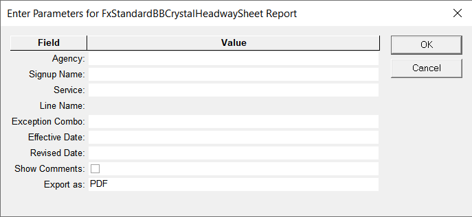 BlockBuster Headway Sheet parameters