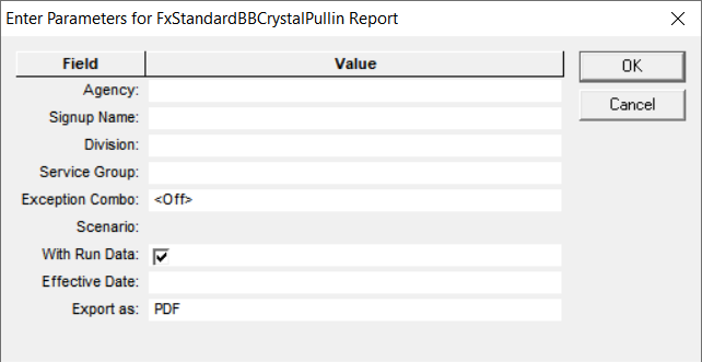BlockBuster Pull-in Sheet parameters