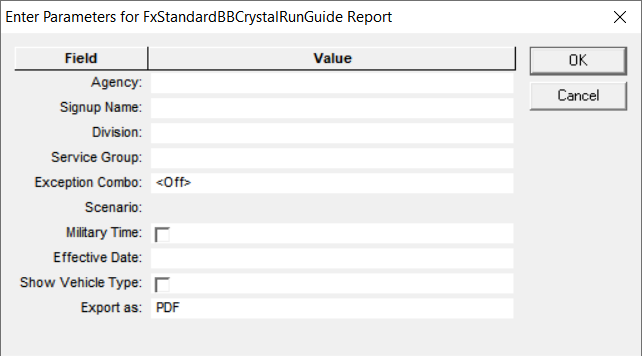 BlockBuster Run Guide parameters