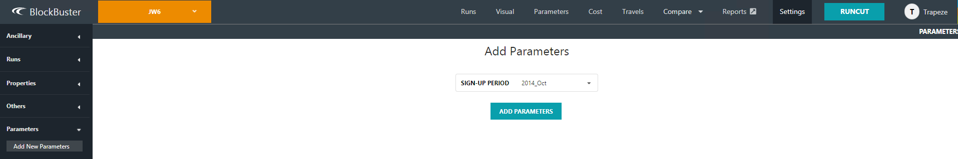 Add Parameters screen