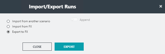 Export option in the Import/Export Runs dialog box