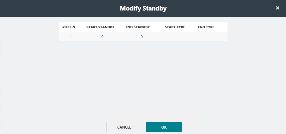 Modify Standby dialog box