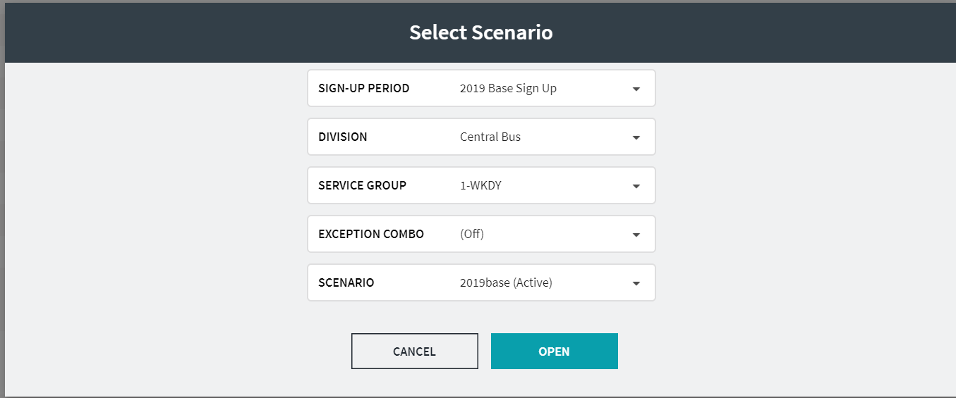 Select Scenario dialog box