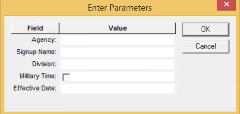 Roster report parameters
