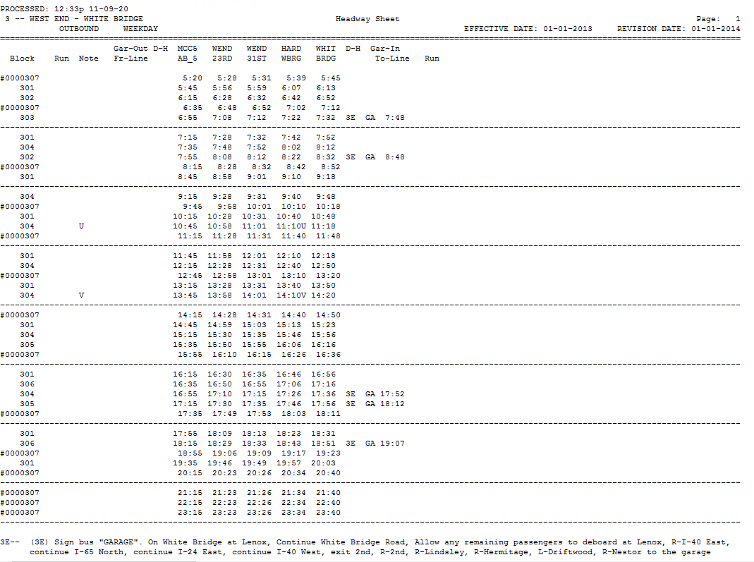 Sample Headway Sheet