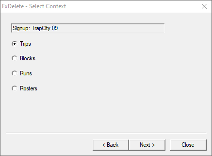 FX Delete - Select Context view