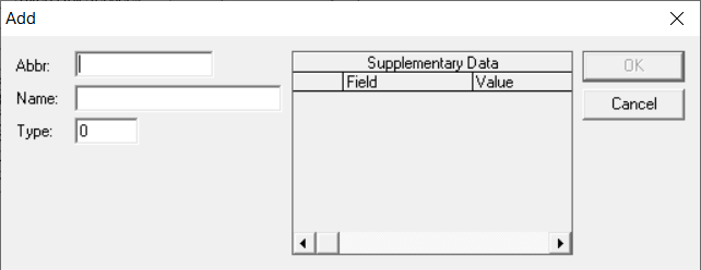 Add dialog box of Division ancillary data