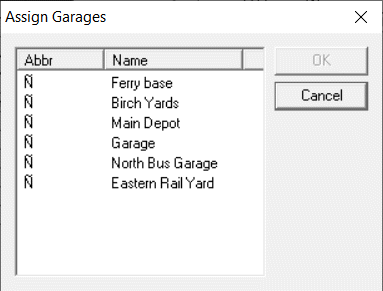 Assign Garages dialog box