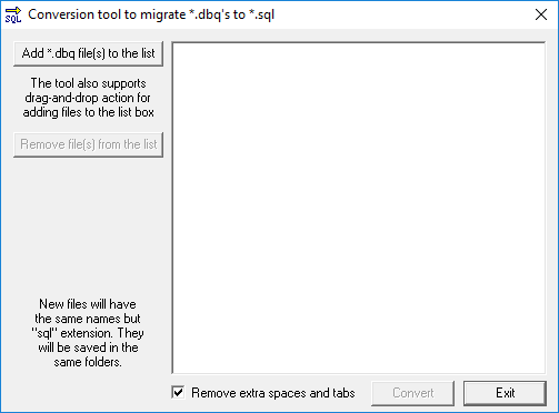 Conversion tool to migrate dbqs