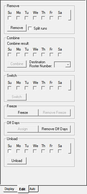 Edit tab of the Rostering screen