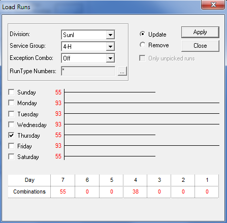 Load Runs dialog box