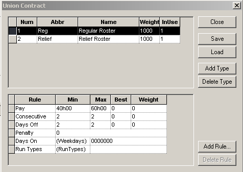 Union Contract dialog box