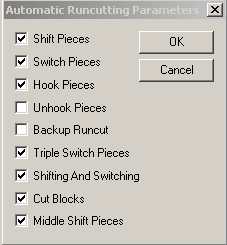 Automatic Runcutting Parameters dialog box