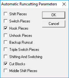 Automatic Runcutting Parameters dialog box